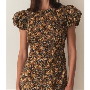 Doen Womens Rhodia Noir Narcissus Floral Printed Cotton Long Maxi Gown Dress